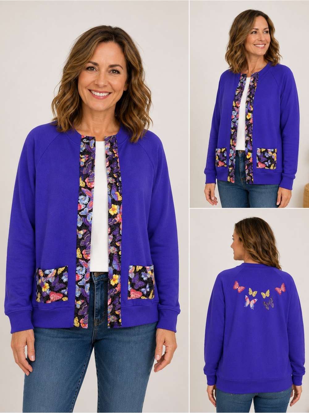 Vintage FOTL Butterfly Open Front Cardigan